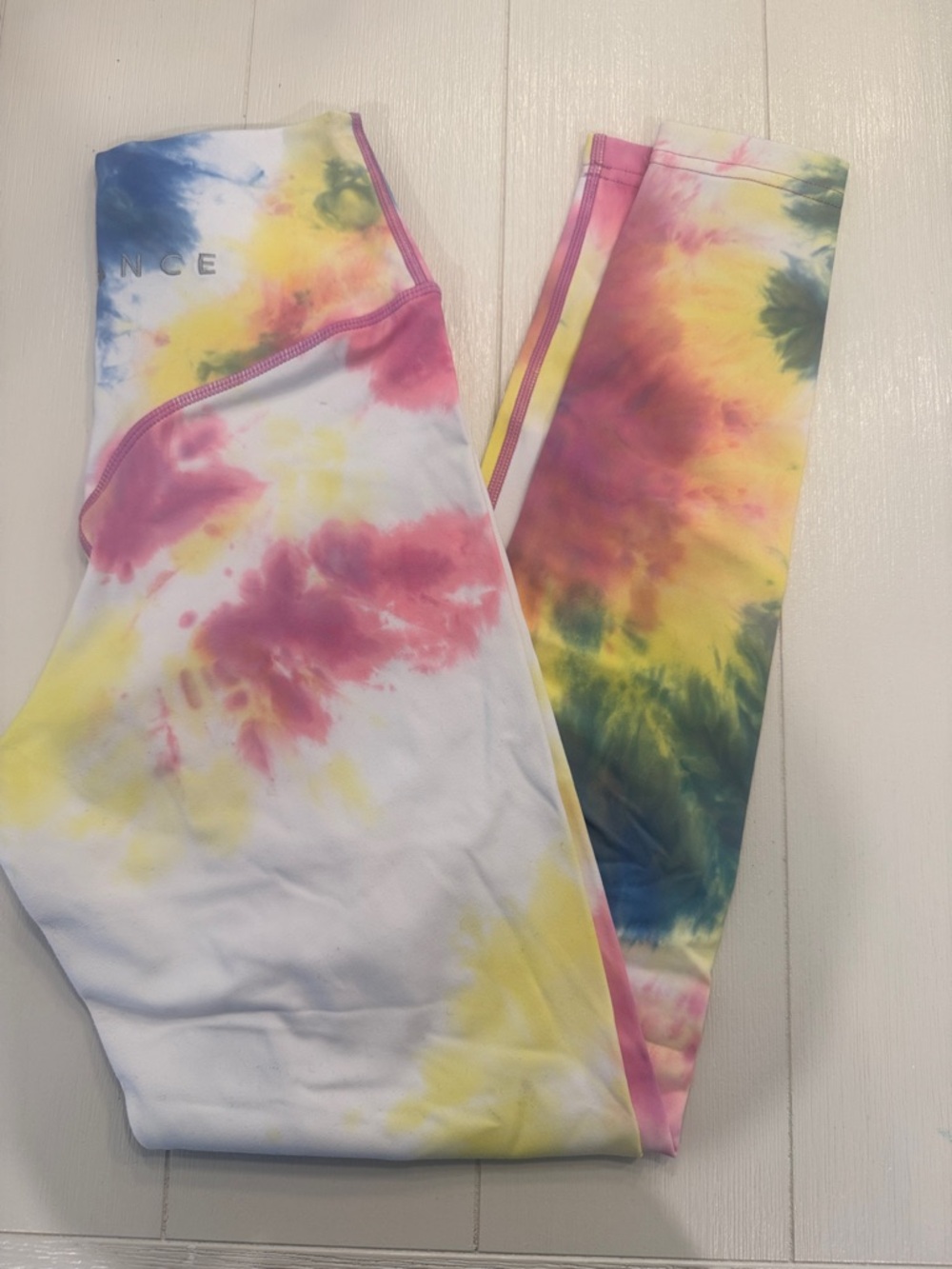 Balance Athletica women’s  Tie-Dye Leggings - Pink Yellow Blue Green XS